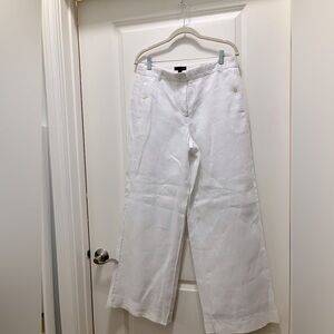 JCrew white wide leg lined linen pants size 6